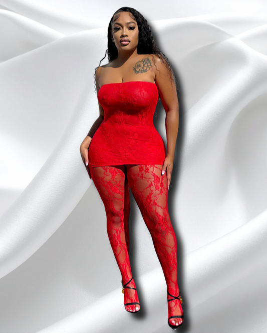 LacedUp Strapless Dress & Trousers Set