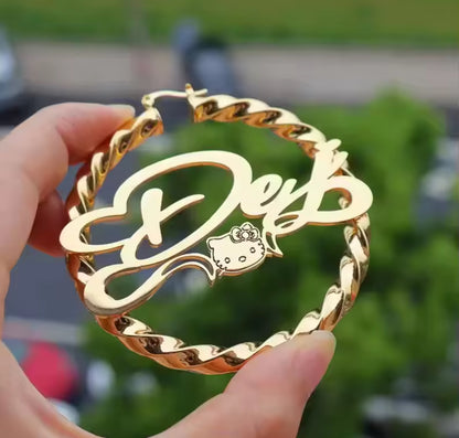 BoujieeTwist Name Hoops