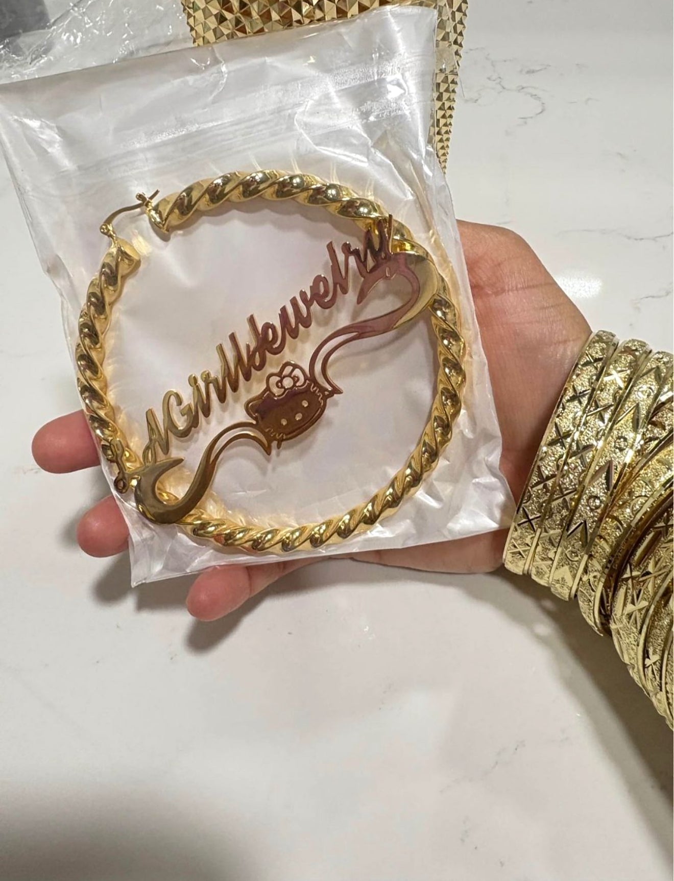 BoujieeTwist Name Hoops