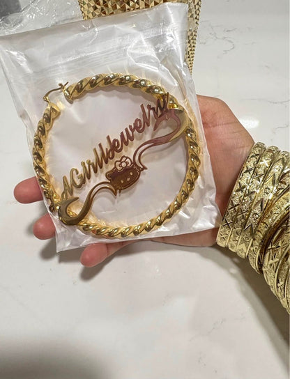 BoujieeTwist Name Hoops