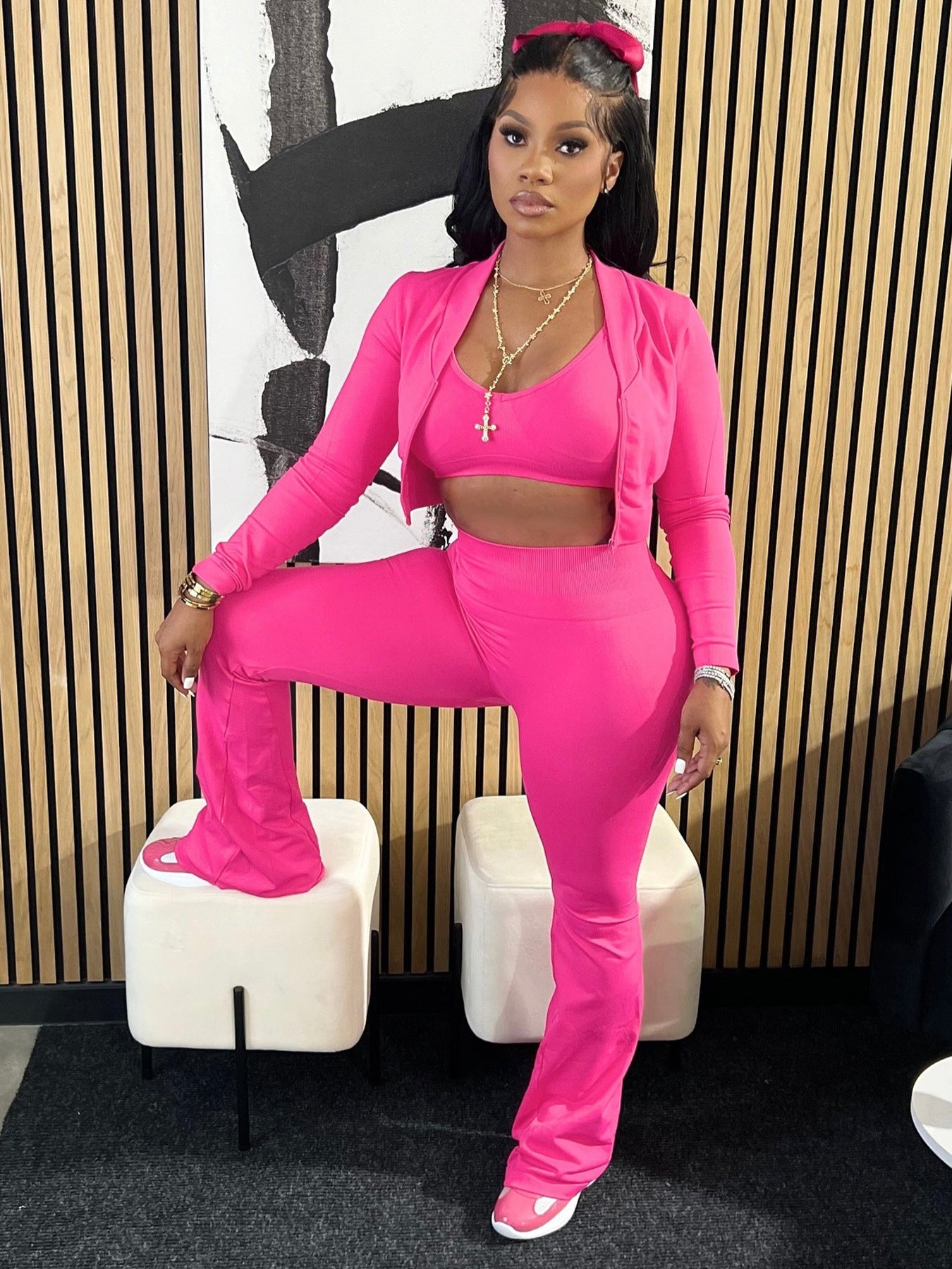 BoujieeBralette & Long Sleeve 3-piece Pants Set