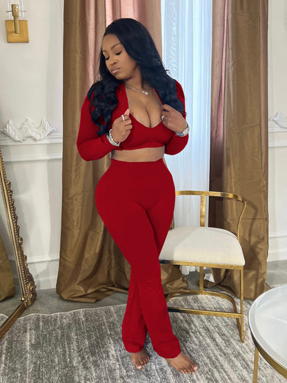 BoujieeBralette & Long Sleeve 3-piece Pants Set