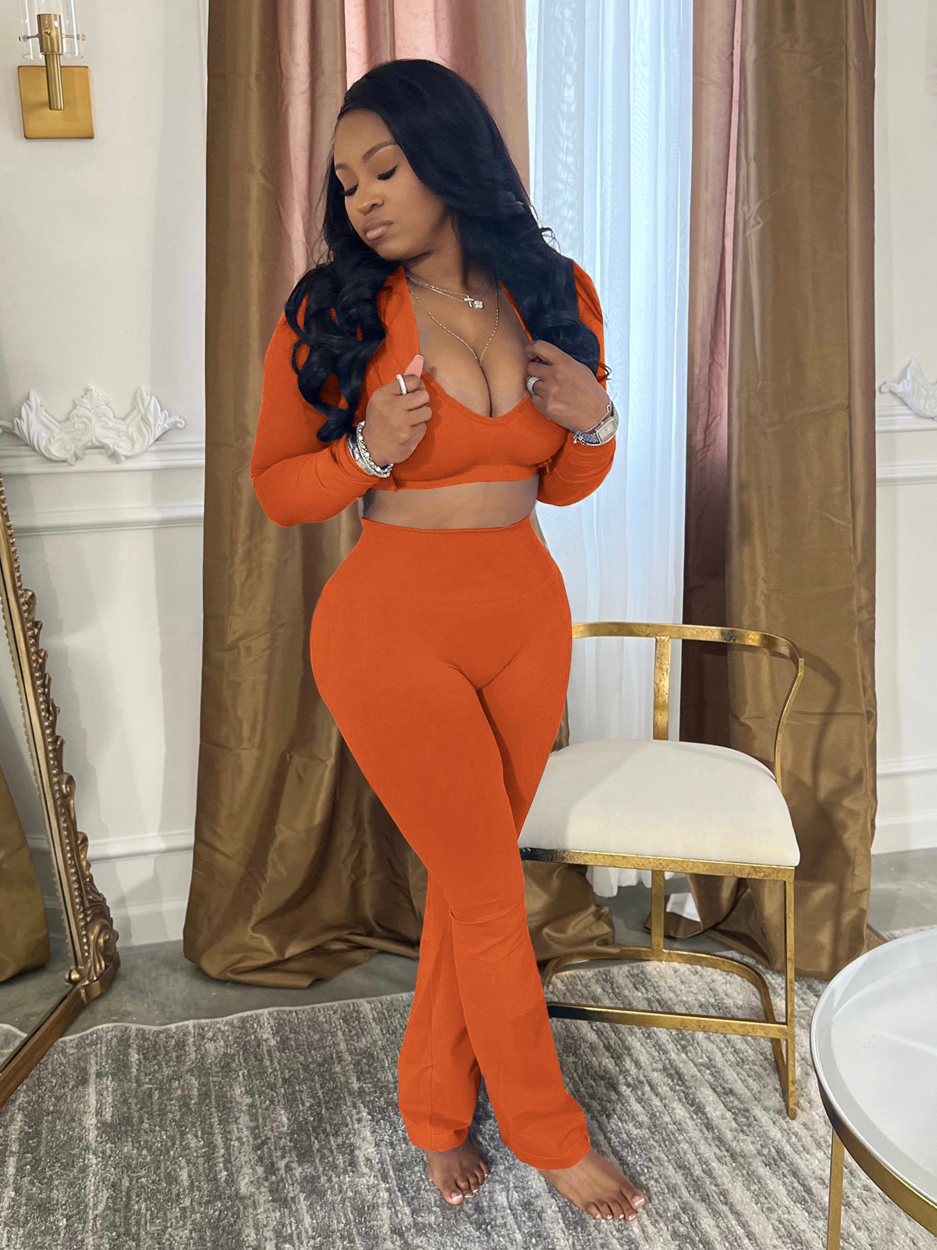 BoujieeBralette & Long Sleeve 3-piece Pants Set