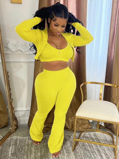 BoujieeBralette & Long Sleeve 3-piece Pants Set