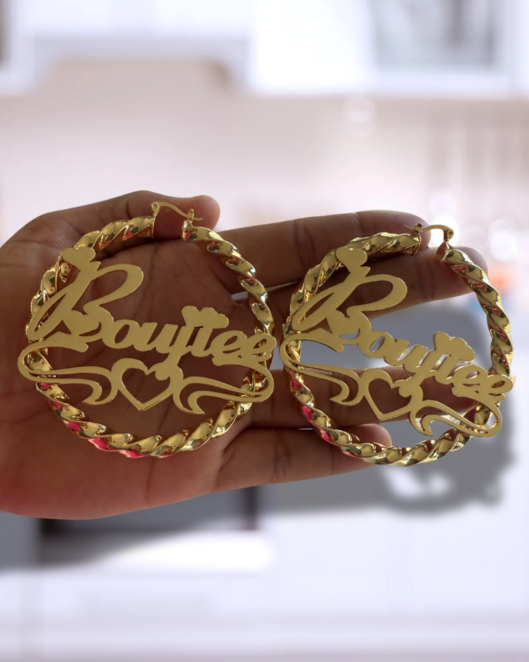 BoujieeTwist Name Hoops