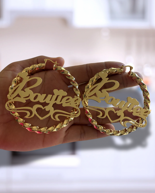 BoujieeTwist Name Hoops