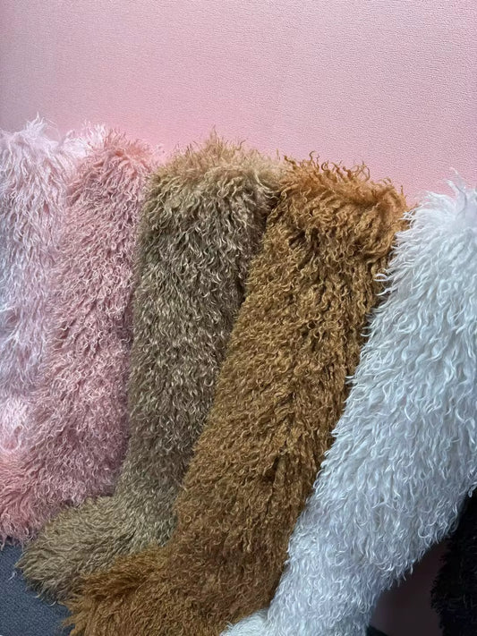 Mongolian Fur Knee High Boots